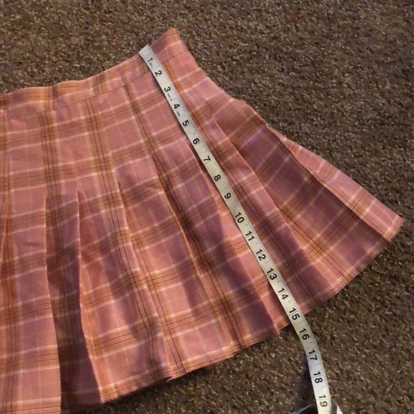 Pink plaid pleated high waist school girl skirt size small - Picture 11 of 14